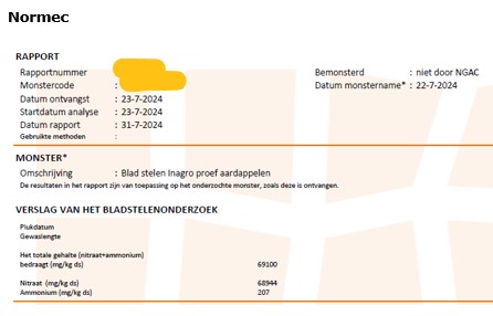 Normec advies aardappelen