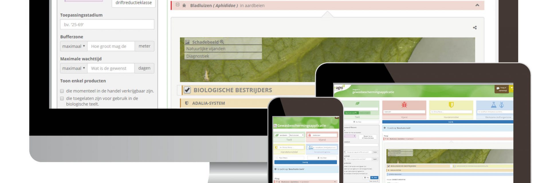 beeld van de app op diverse schermen