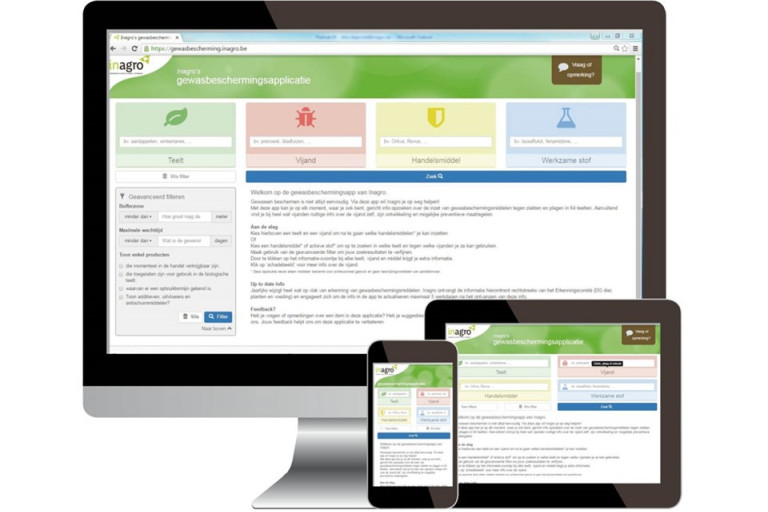 Inagro's gewasbeschermingsapp is bruikbaar op elk toestel: smartphone, tablet, pc en laptop