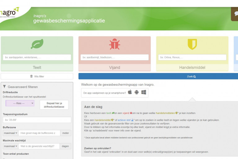 Eenvoudige opbouw gewasbeschermingsapp