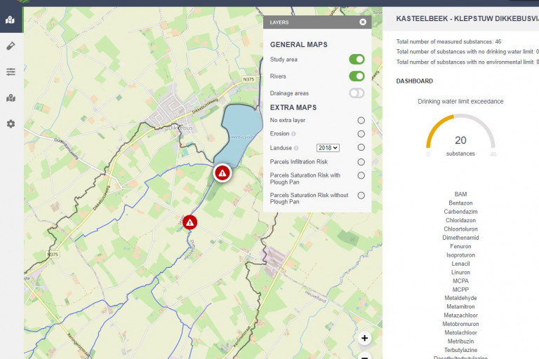 Screenshot applicatie Waterprotect