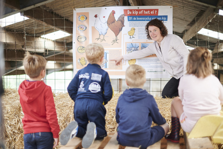 Tonen van een afbeelding van een kuiken op een zeildoek