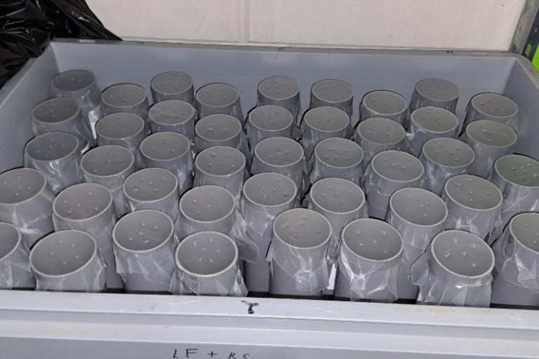 Tubes gevuld met bodem en N-meststoffen in de bodemincubatieproeven  © Universiteit Gent