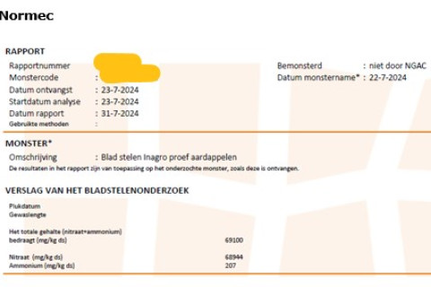 Normec advies aardappelen