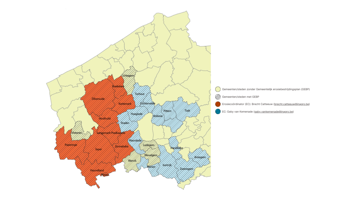 Kaart erosiecoördinatoren West-Vlaanderen